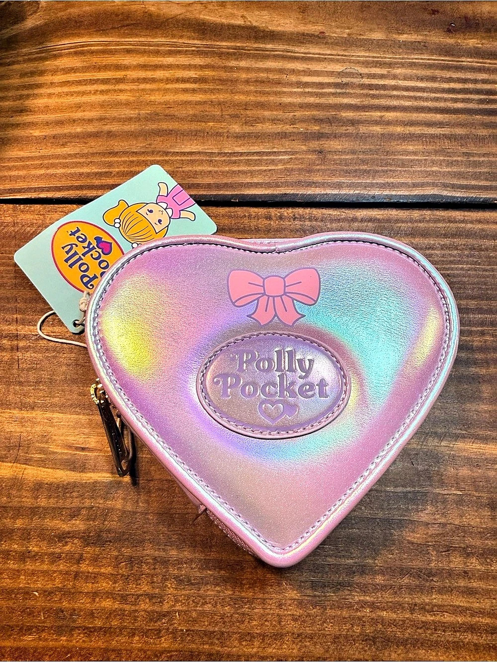 Polly Pocket Heart-Shaped Iridescent Cosmetic Bag NWT